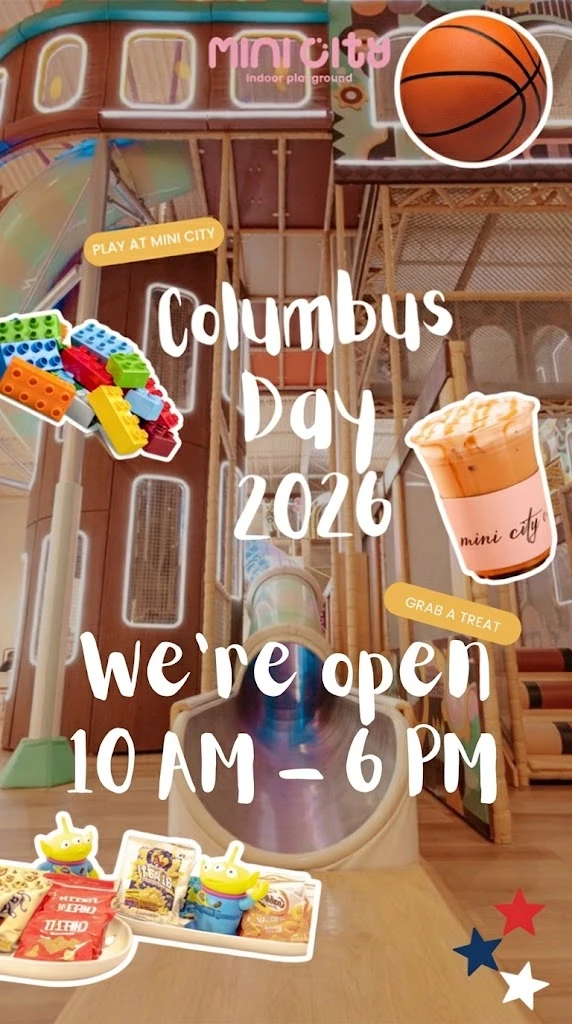 Columbus Day 2026. We're open 10 AM to 6 PM at Mini City.